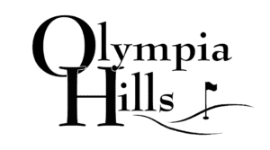 A black and white image of the logo for olympic hills.